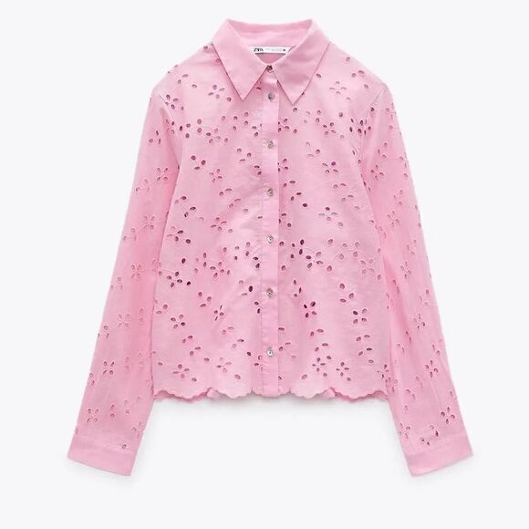 ZARA OPENWORK EMBROIDERY SHIRT - Picture 10 of 12